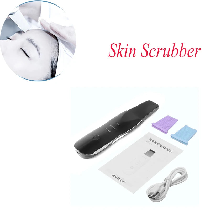 Vibration Face Skin Scrubber Blackhead Remover Facial Pore Cleaner Face Lifting Deep Clean Face Skin Tool Vibration Face Spatula